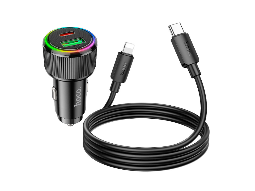 Hoco Car Charger NZ14A Guerrero 38W with Dual Ports & Cable Set Hoco Car Charger NZ14A Guerrero 38W with Dual Ports & Cable Set